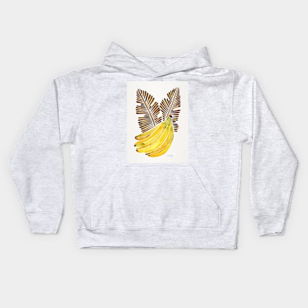 Sepia Bananas Kids Hoodie by CatCoq